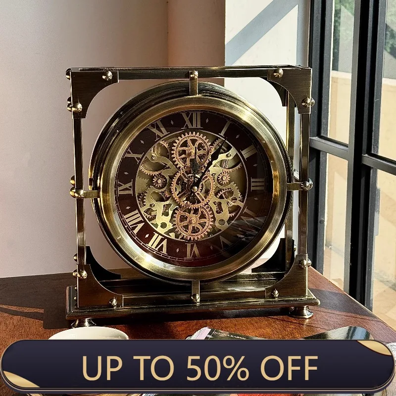 Retro Table Clock Luxury Desk Watch Decorative Silent Tabletop Clocks Aesthetic Living Room Desktop Watches Table Decoration