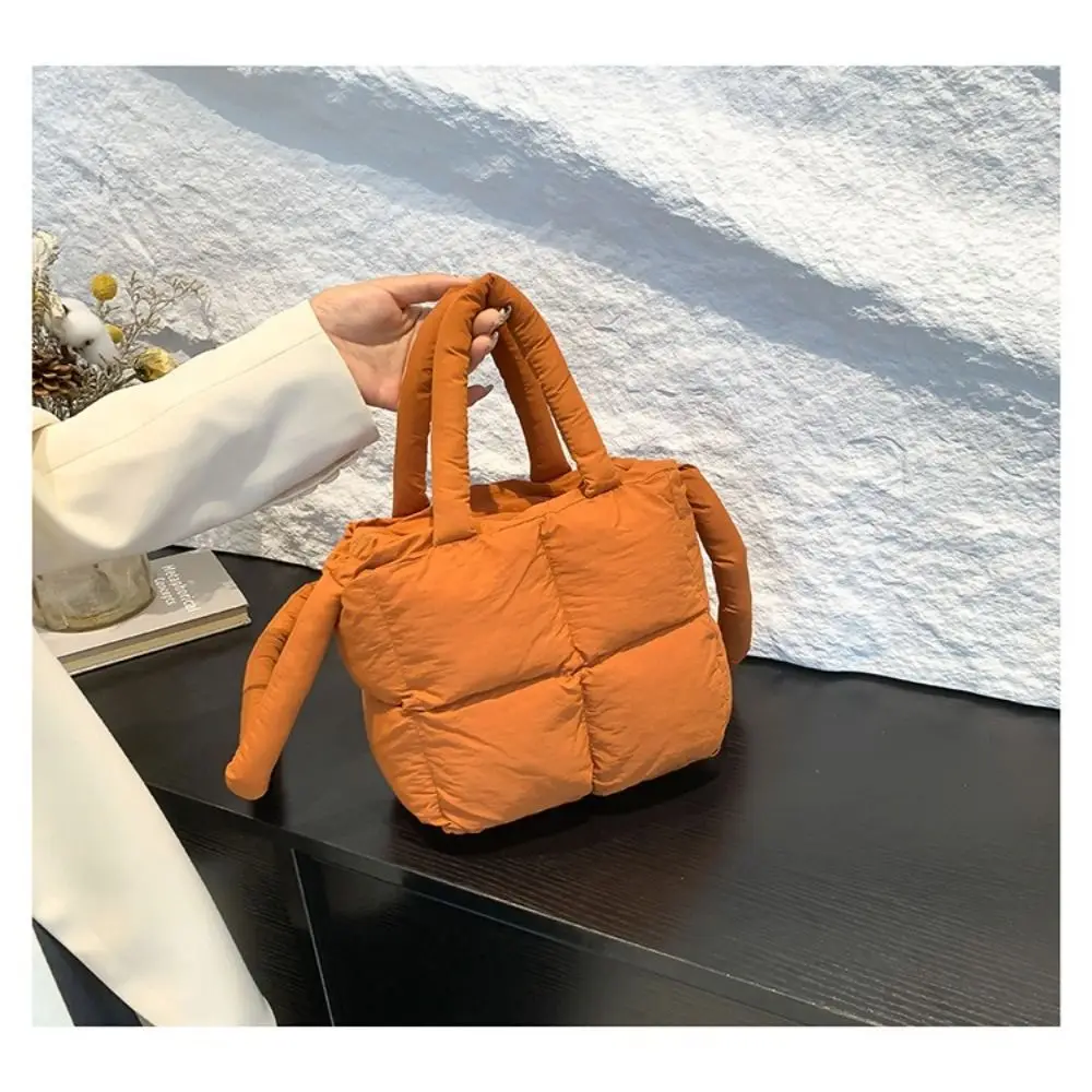 New Retro Checkered Shoulder Bag Checkered Quilted Tote Handbags Soft Solid Color Go Out Bag Winter