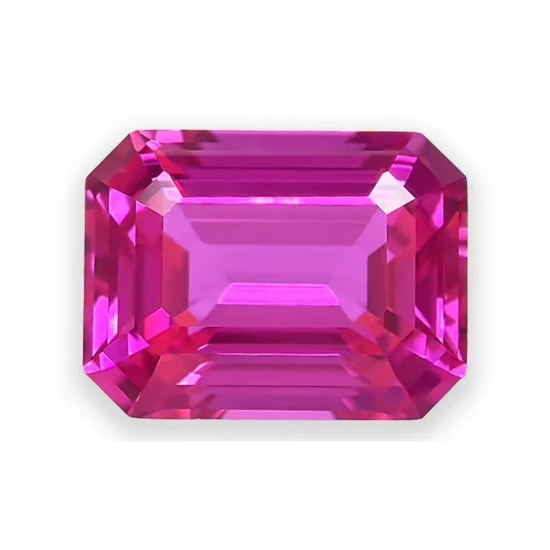 

Premium Loose Pink Ruby Gem Emerald Cut Glow UV Light Ruby Mohs Hardness Gems for Jewelry Making/Collection/Gift