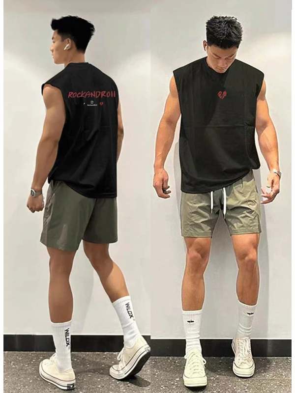 American Sle Versatile Loose Svel Men's Vest Summer Trendy Design Pure Cotton Baskeall Sport Top Youth ular Casu... image 4