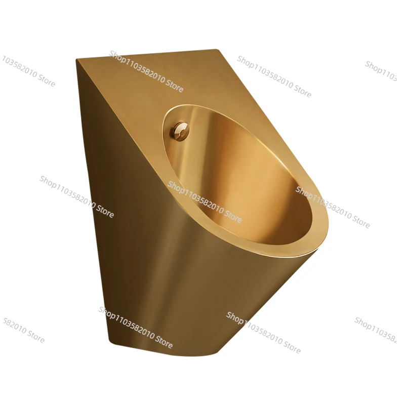 Nordic Black Stainless Steel Urinal Wall-Mounted Induction Bar Light Luxury Gold Urine Cup Urinal