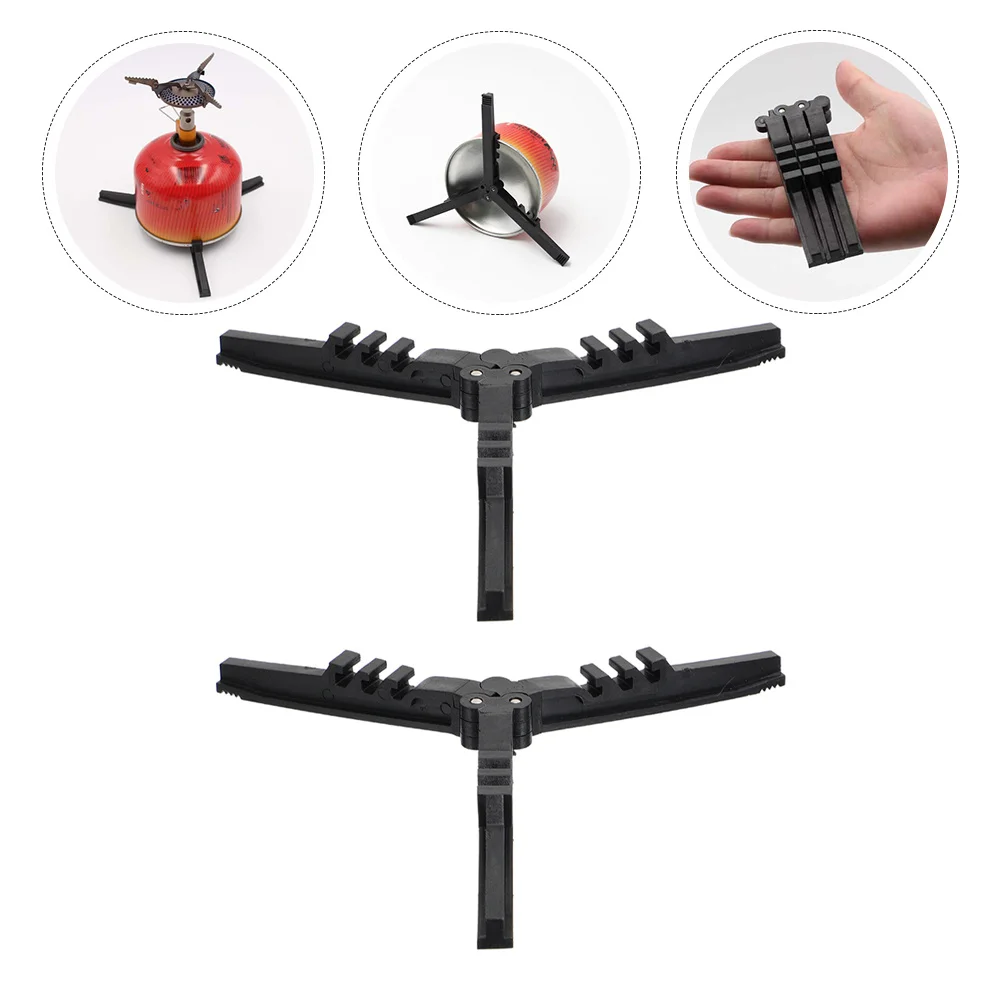 

2Pcs Folding Stove Stand Outdoor Gas Tank Bracket Compact Tripod Canister Holder for Camping Hiking Portable Black