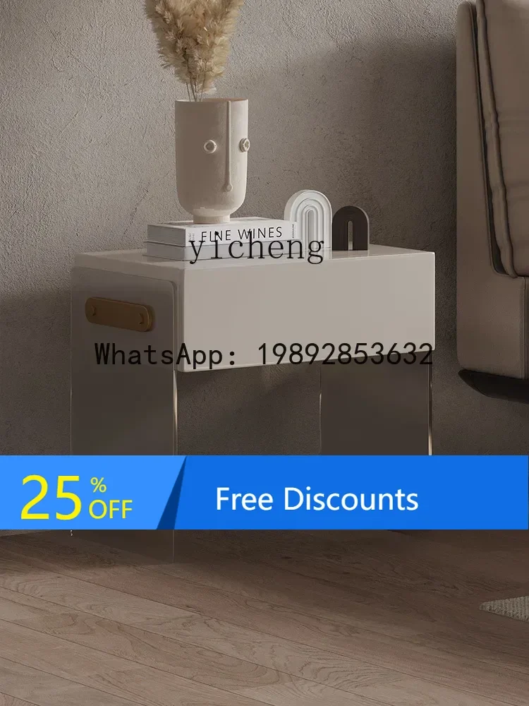 

LYY Light Luxury Square Suspension Acrylic Bedside Table Simple Bedroom Bedside Cabinet