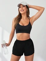 2026 New Style Faux Two-Piece Anti-Exposure Yoga Shorts Sports Shorts Running Fitness Tennis Casual Basic Sports Pants Women's 5