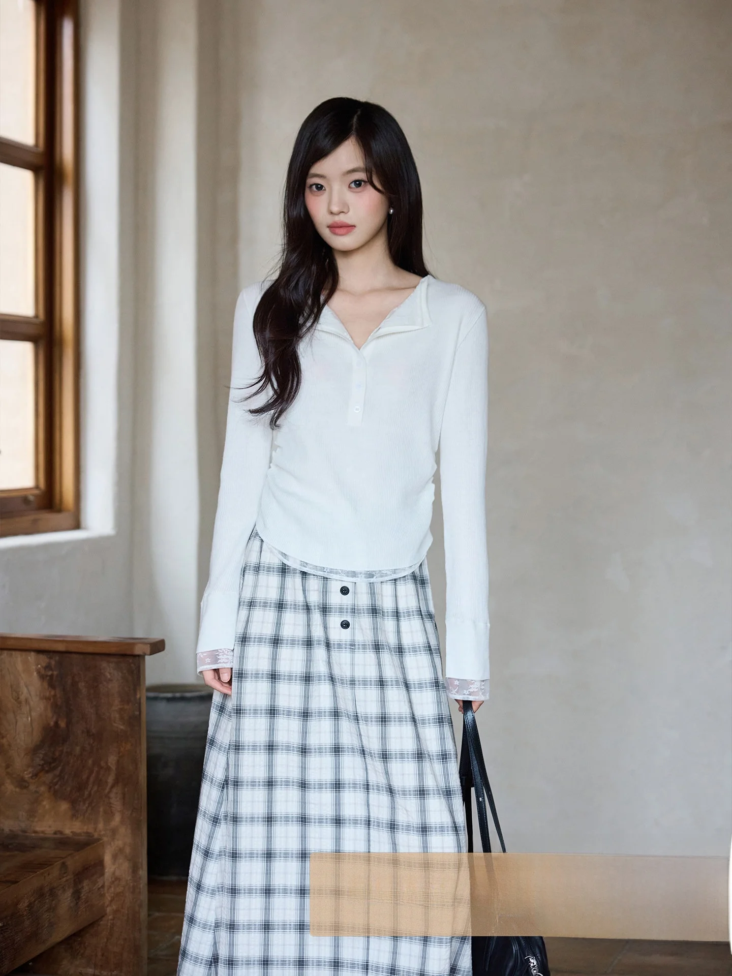 

Ele ort Sve Knitted Sweater Long Sve Beautiful Korean Sle New Arrival Spring Season Unique Small Size Ladies Top