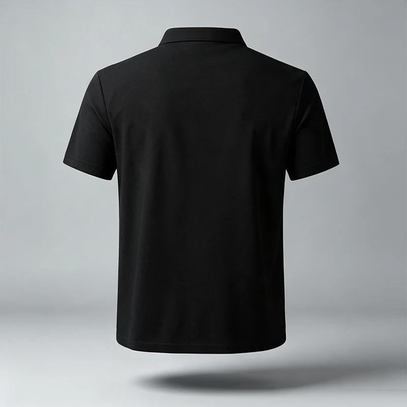 Herren-Poloshirt mit festem Revers, kurzen Ärmeln, dreireihiger Knopfleiste, normaler Passform, weich, atmungsaktiv, klassisch, für Business, Freizeit und Alltag. – Detail 14