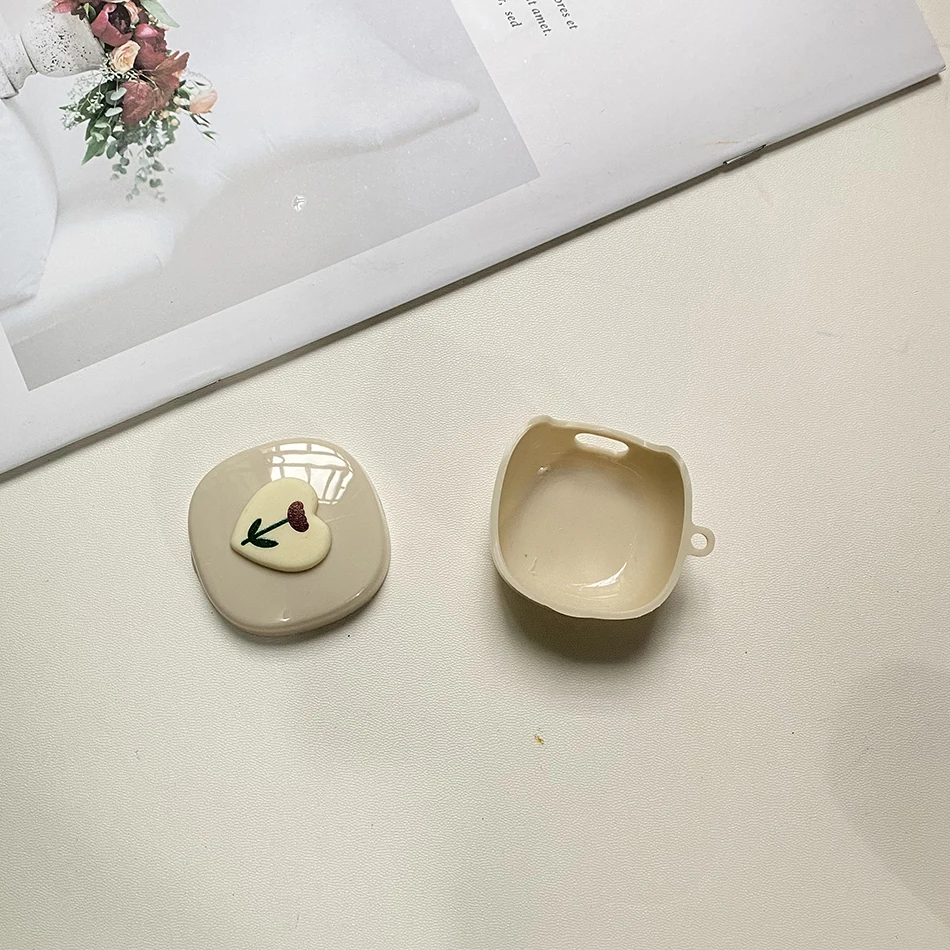 Sang Trọng Dễ Thương Tình Yêu Dành Cho Samsung Galaxy Nụ 2 Pro/Búp Sống/Búp Pro Tai Nghe Ốp Lưng Silicon TPU với Mặt Dây Chuyền Móc Khóa