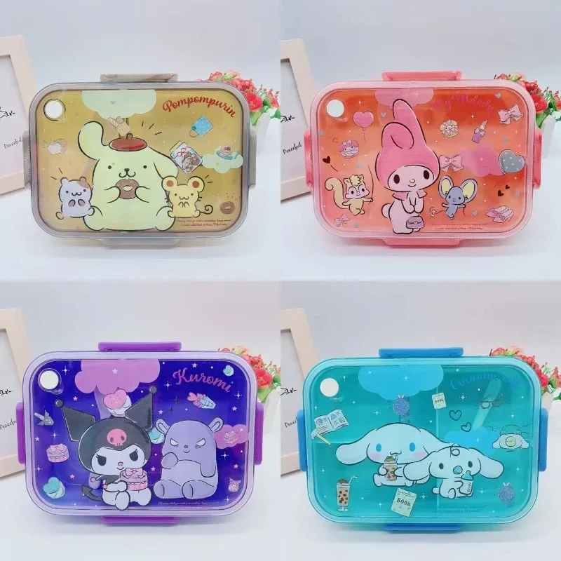 Sanrio  Hello Kitty Kawaii Cinnamoroll Separate Lunch Boxes Plastic Kuromi Melody Bento Box Fruit Salad Box Child Tableware