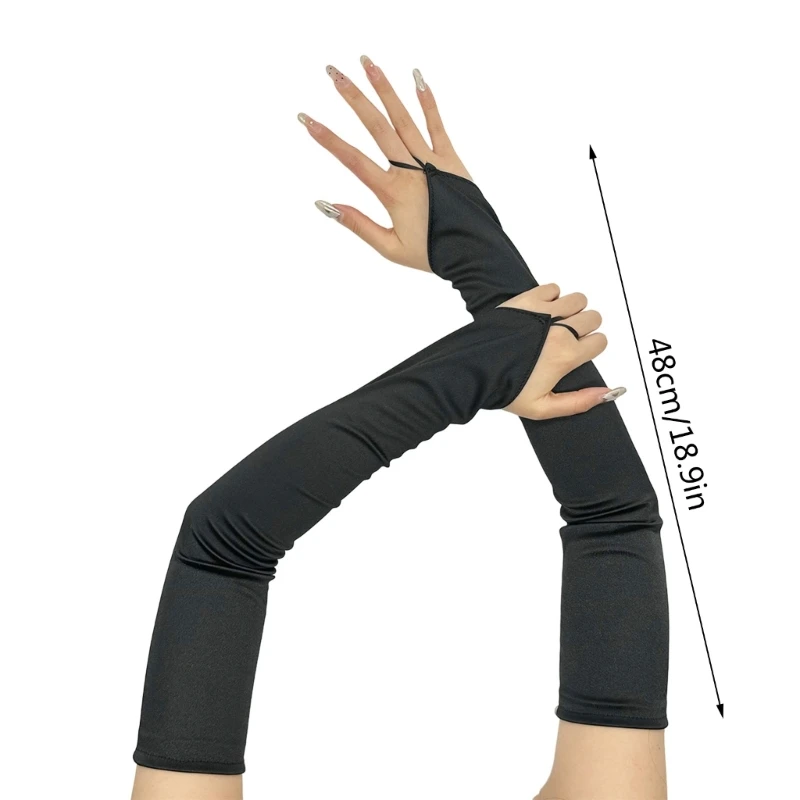 Long Gloves for Women Dancing Elastic Fingerless Gloves Satins Dropship