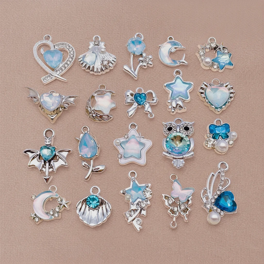5/20Pcs New Moon Star Heart Charms Fashion Y2K Style Alloy Pendants For DIY Handmade Necklace Bracelet And Jewelry Making Crafts