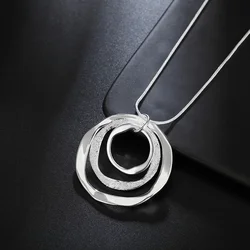 Fine brand Solid 925 Sterling Silver Necklace For Women Bohemia three circle pendant luxury Wedding Jewelry party gift