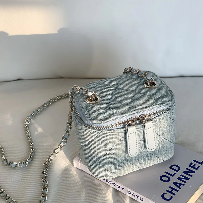 Simple Denim Bag Retro Fashion Small Fragrance Wind Mini Crossbody Bags Women 2023 New Single Shoulder Chain Small Square Pack