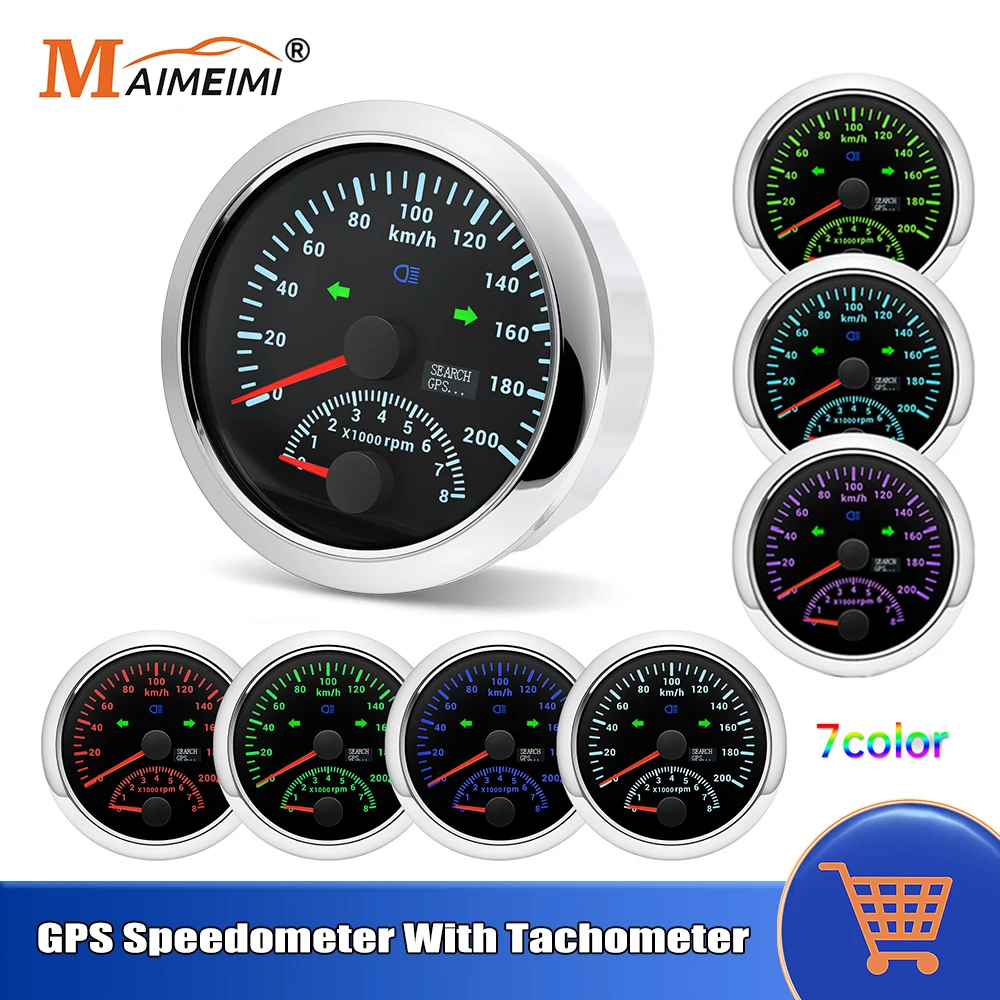 

85 мм автомобильный цифровой датчик 0-8000 об/мин 0-120 км/ч измеритель скорости тахо датчик для морской лодки автомобильный GPS спидометр с тахометром