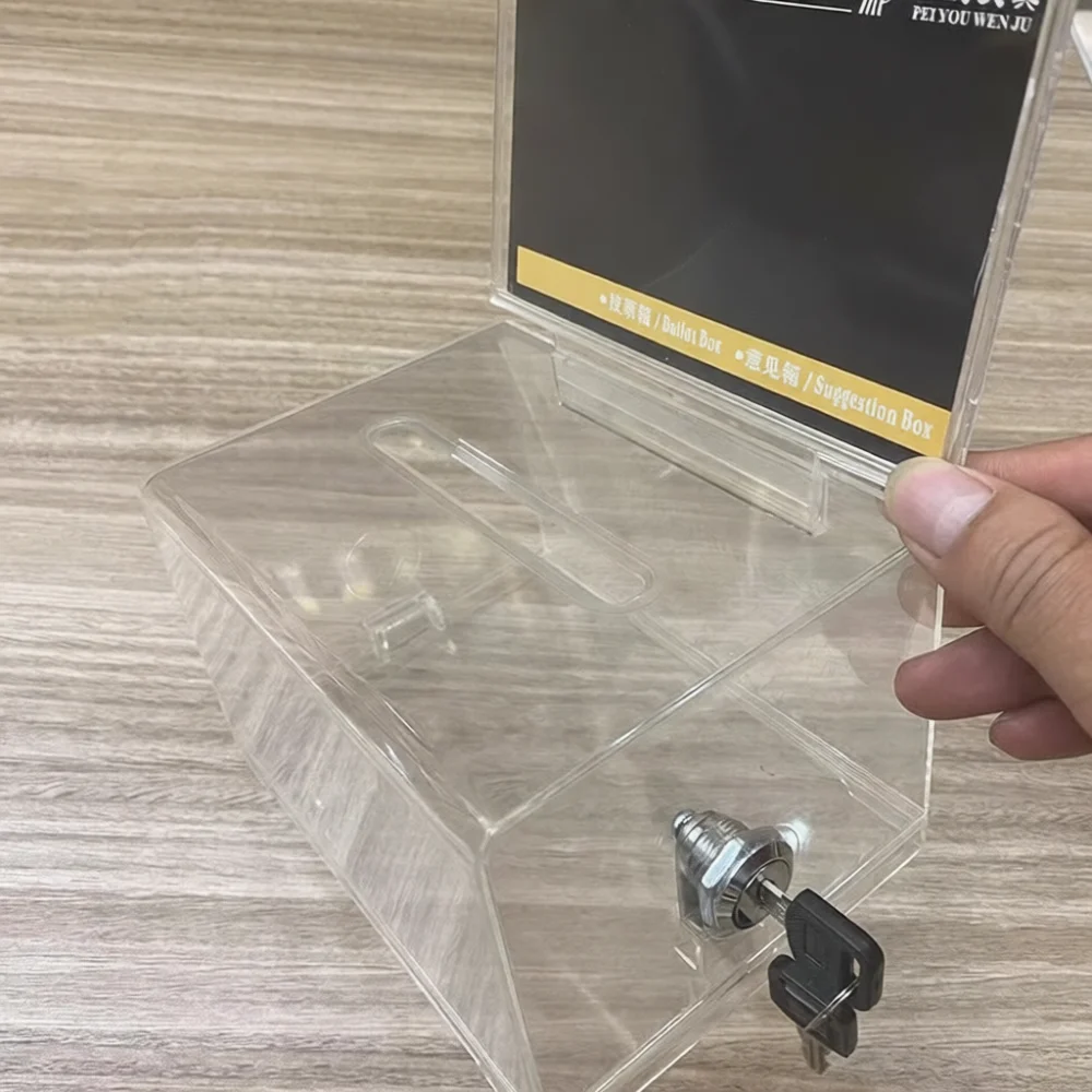 Transparent Lockable Business Card Organizer Desktop Storage Box Case For Office Desk Display And Card Protection