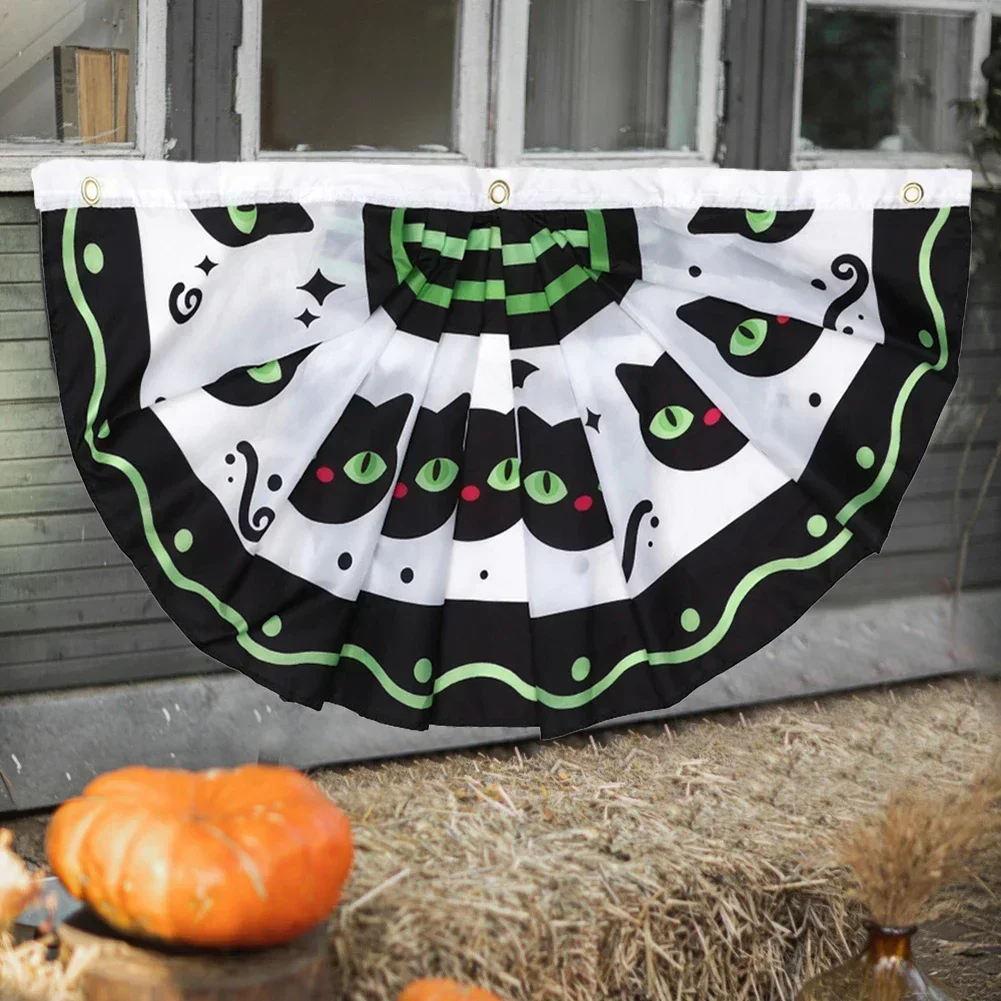 1 Pcs Halloween Pleated Fan Flag Decorative Hanging Pleated Banner Flags Honeycombs Bunting Garden Semicircle Decorations Ghosts