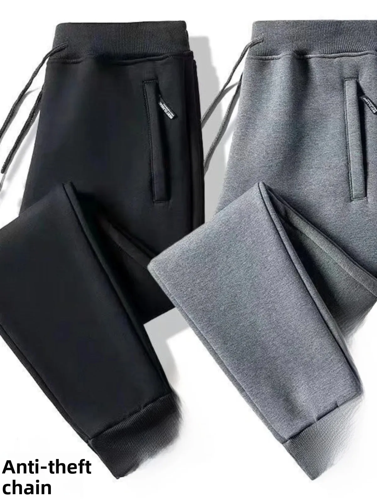 Men's Winter Thickened Fleece Lined Casual Pants Loose Fit Youth Large Size Warmth Retaining Sports Long Trousers