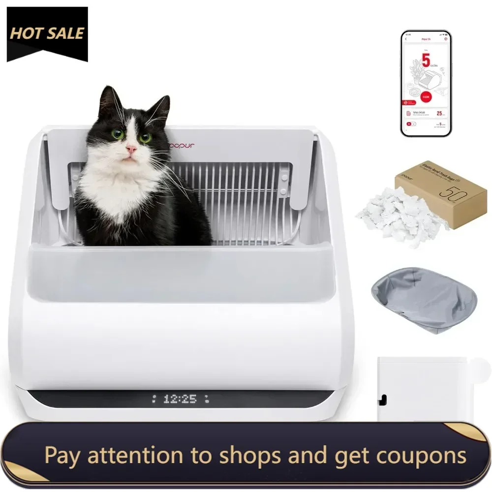 X5 Cat Robot Kitty Litter Box Automatic Self Cleaning for Multiple Large Cats- Smart Sifting Litter Pan，Extra Liner & Trash Bags