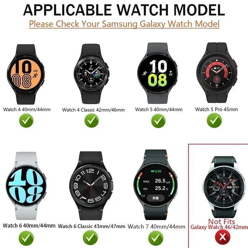 ไม่มีช่องว่างสายโลหะสําหรับ Galaxy Watch 7 6 4 5 44 มม.40 มม.สแตนเลสสําหรับ Galaxy Watch 5 Pro 45 มม.Fit สร้อยข้อมือ