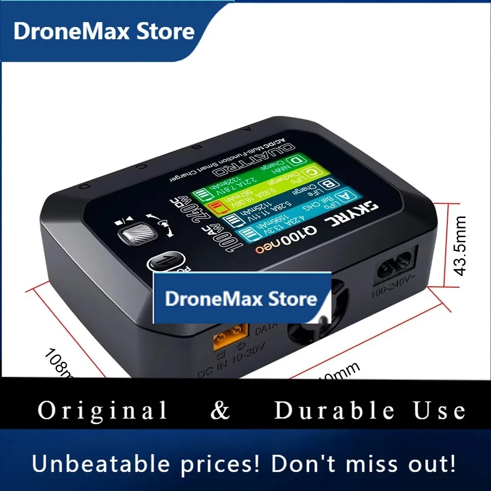 DroMaNEW SKYRC Q100neo AC/DC Multi-Function Smart Charger 2.8inch AC 100W DC 240W LiPo/LiHV/LiFe/Lilon/NiMH/NiCd/Pb Battery Char