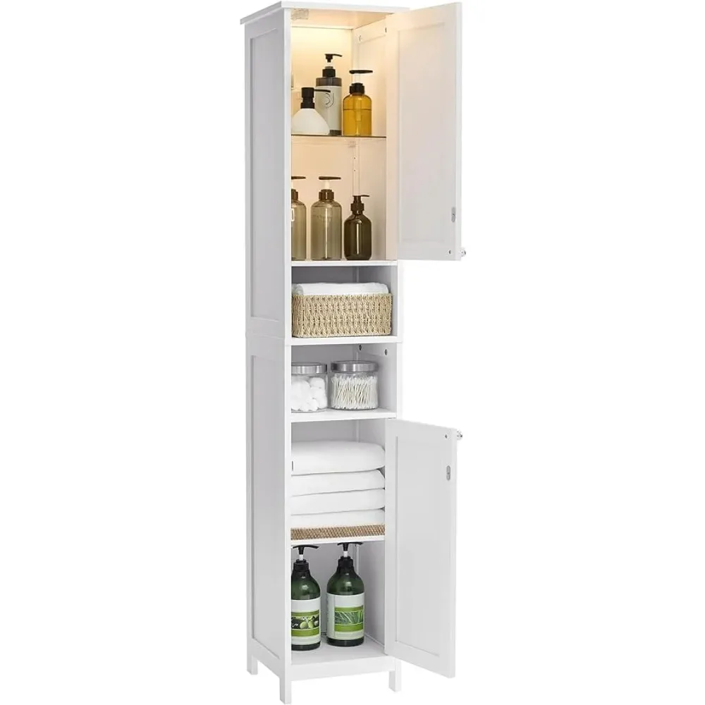 

Slim Bathroom Storage Cabinet Modern Freestanding Narrow Cabinet With Adjustable Shelves Cloud White UBBC566W02 Dresser Armoire