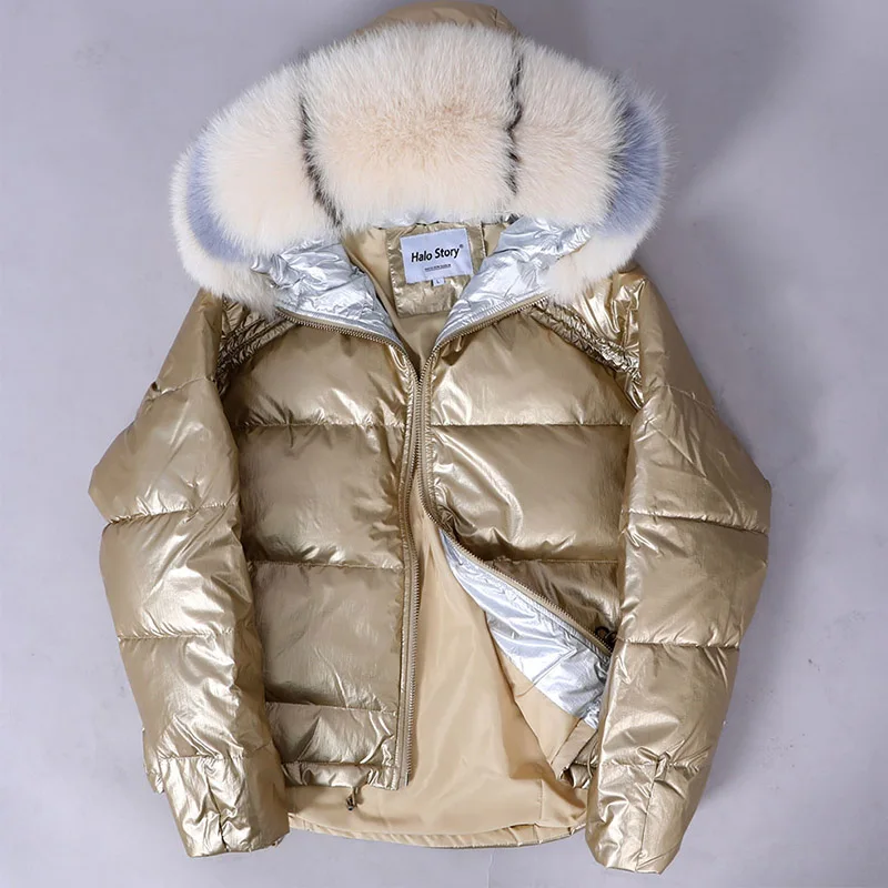 Maomaokong-Veste d\'Hiver pour Femme, Manteau en Vraie Fourrure de Raton Laveur, Parkas avec Doublure en Duvet de Canard, Col Chaud, Streetwear Noir