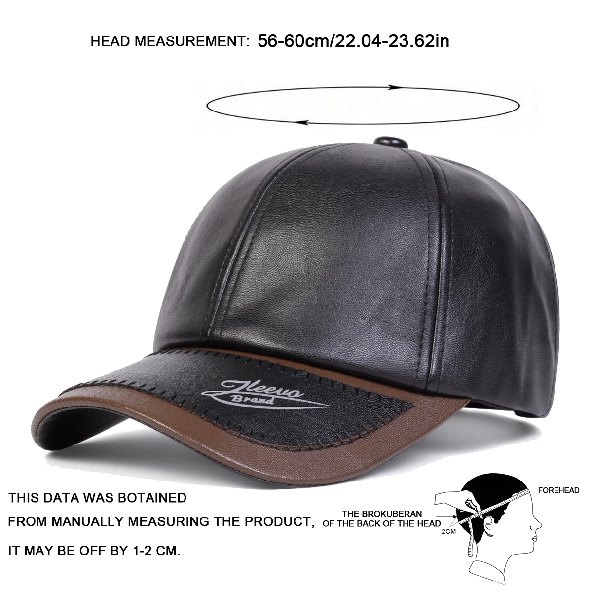 Unisex-Hut mit Schirmmütze und Lederdruck, Baseballkappen für Frühling und Herbst, verstellbare Freizeithüte für den Außenbereich, Sonnenschutzhut – Detail 11