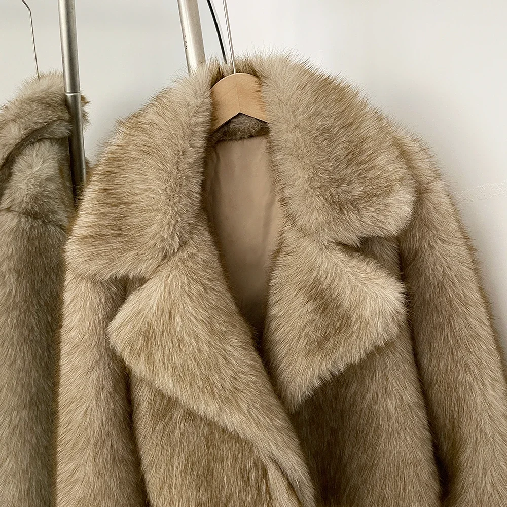 Outono inverno roupas femininas moda curta jaqueta de pele do falso terno colarinho casaco de pele falsa manga longa casaco de pele de raposa artificial