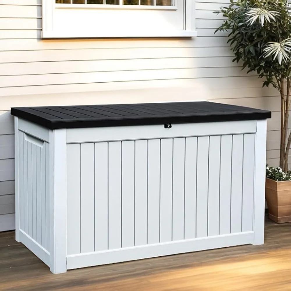 Spacious 230 gallon outdoor storage deck box, weather-resistant resin, suitable for patio furniture, outdoor cushions