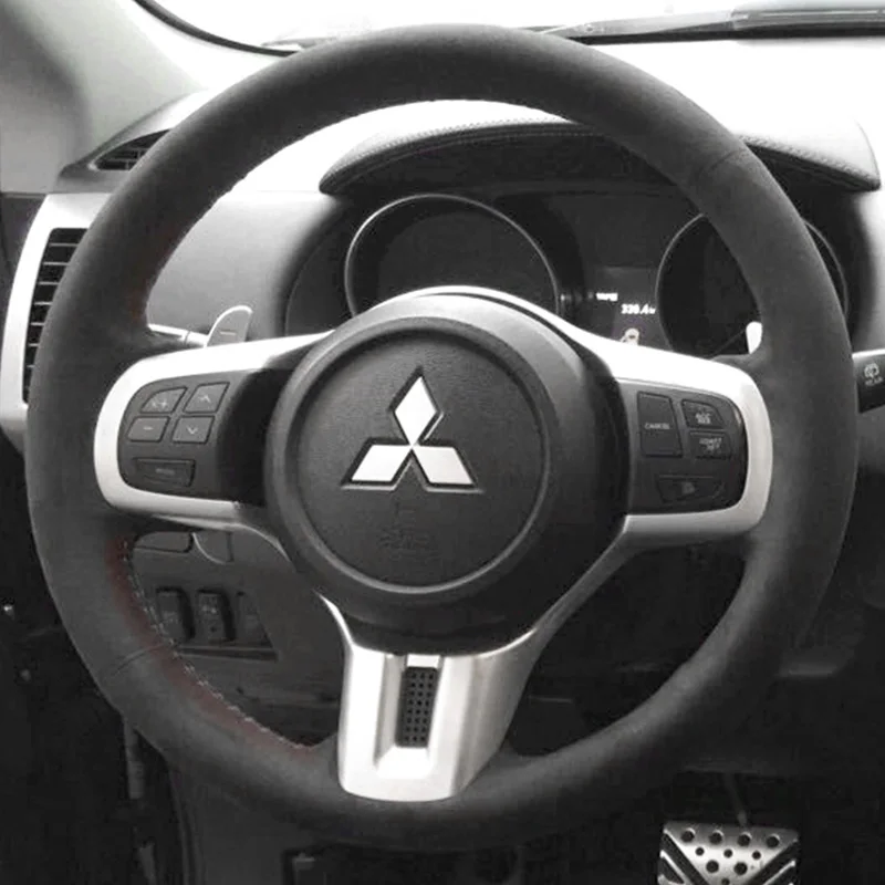 For Mitsubishi Lancer Evolution10 EVO X 10 2008-2015 Braid Car Steering Wheel Cover Full Coverage Suede&carbon Fider Accessories