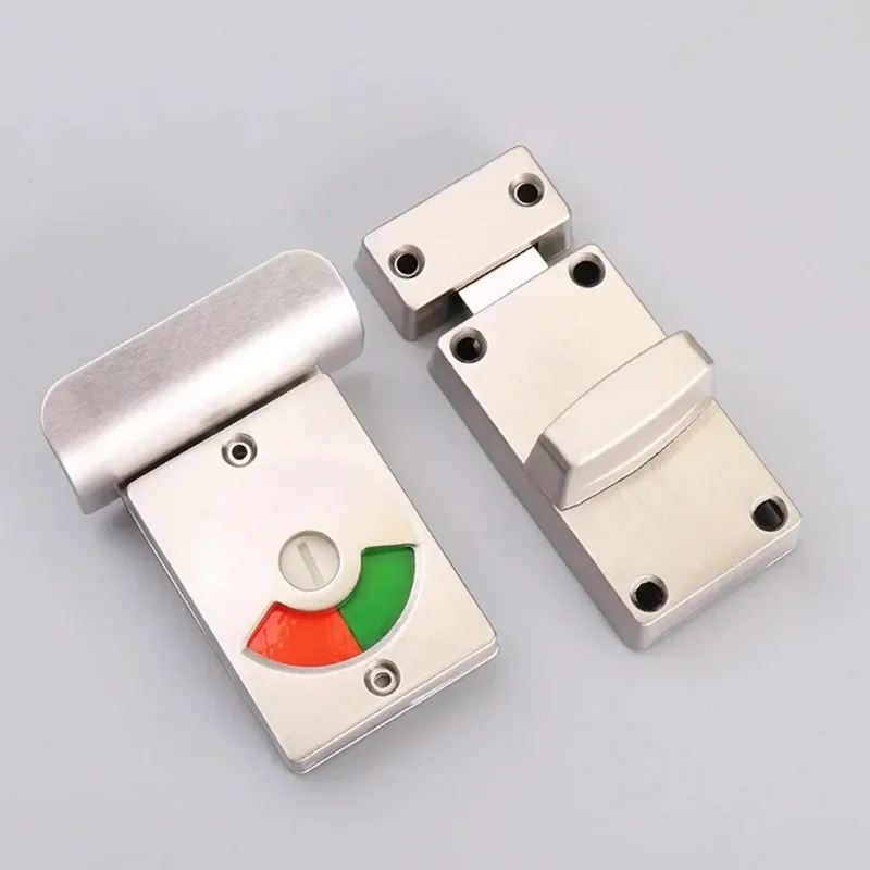 Partition Door Lock Aluminum Alloy Bathroom With Red Green Indicator Lock  For Public Toilet Deadbolt Office Dressing Room