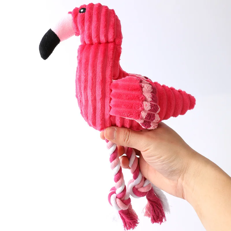 Pet Dog Squeaky Toys Interactive Cartoon Animal Flamingo Shape Dog Chew Toy Training Products Puppy Sound Toys For Small Meduim