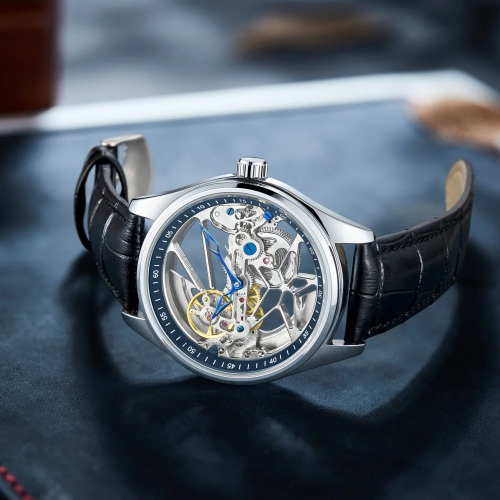 New Genuine Double-Sided Hollow Men's Watch, Fully Automatic Mechanical Watch, High-End Luxury Business Casual Versatile Personalized Brand-Name Watch, Fashionable Accessory, the Best Gift for Him
