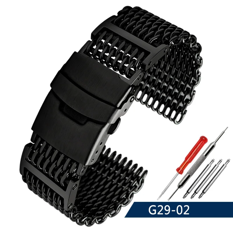 20/22/24 mm Steel Dive Shark Mesh für Milanese Watch Armband Strap Band Weben Double Snap Strap für Breitling Omega 7