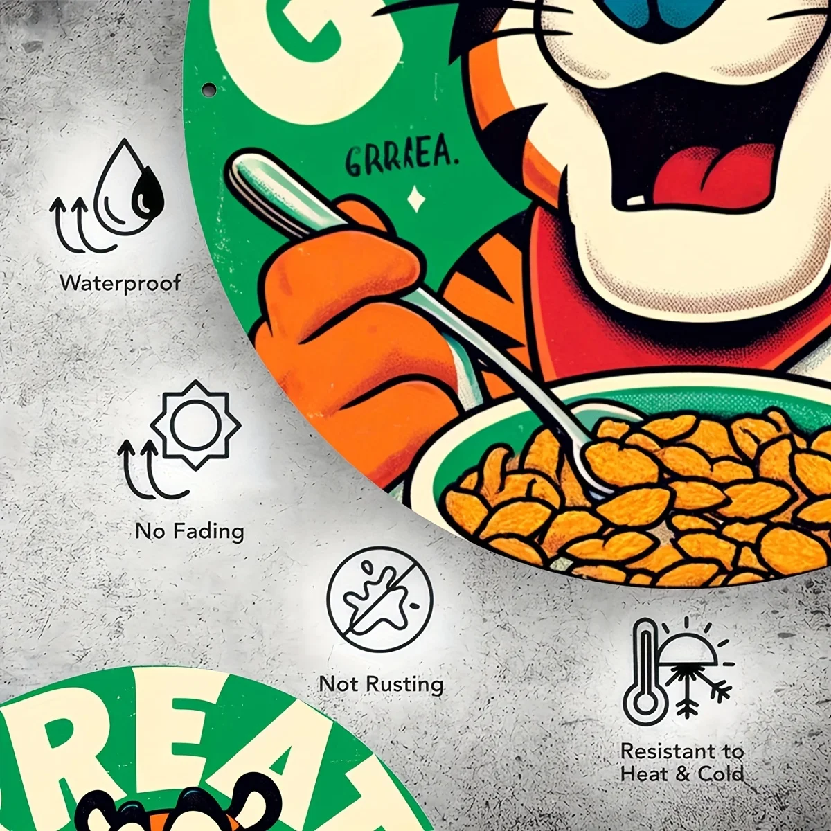 Vintage Tiger Cereal Character Aluminum Wall Art Sign - Fun Retro Decor for Home Kitchen, Dining Room, Bars, Cafes & Garages #5