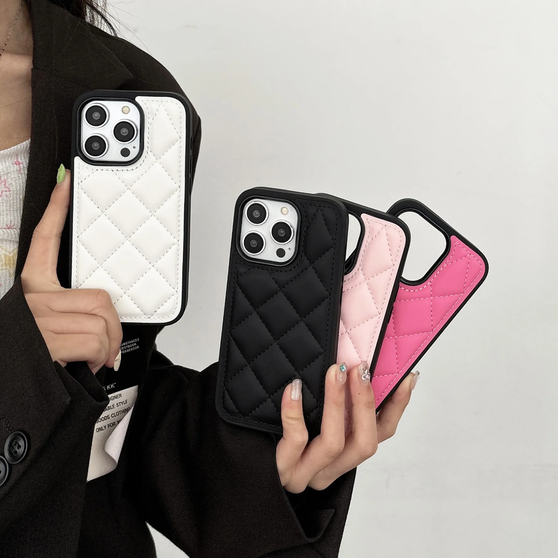 Apple iPhone 17 Pro Max Case Quilted Down Jacket Design Chanel Style Phone Cover for iPhone 16/15/14/13 Pro Max Slim Protective