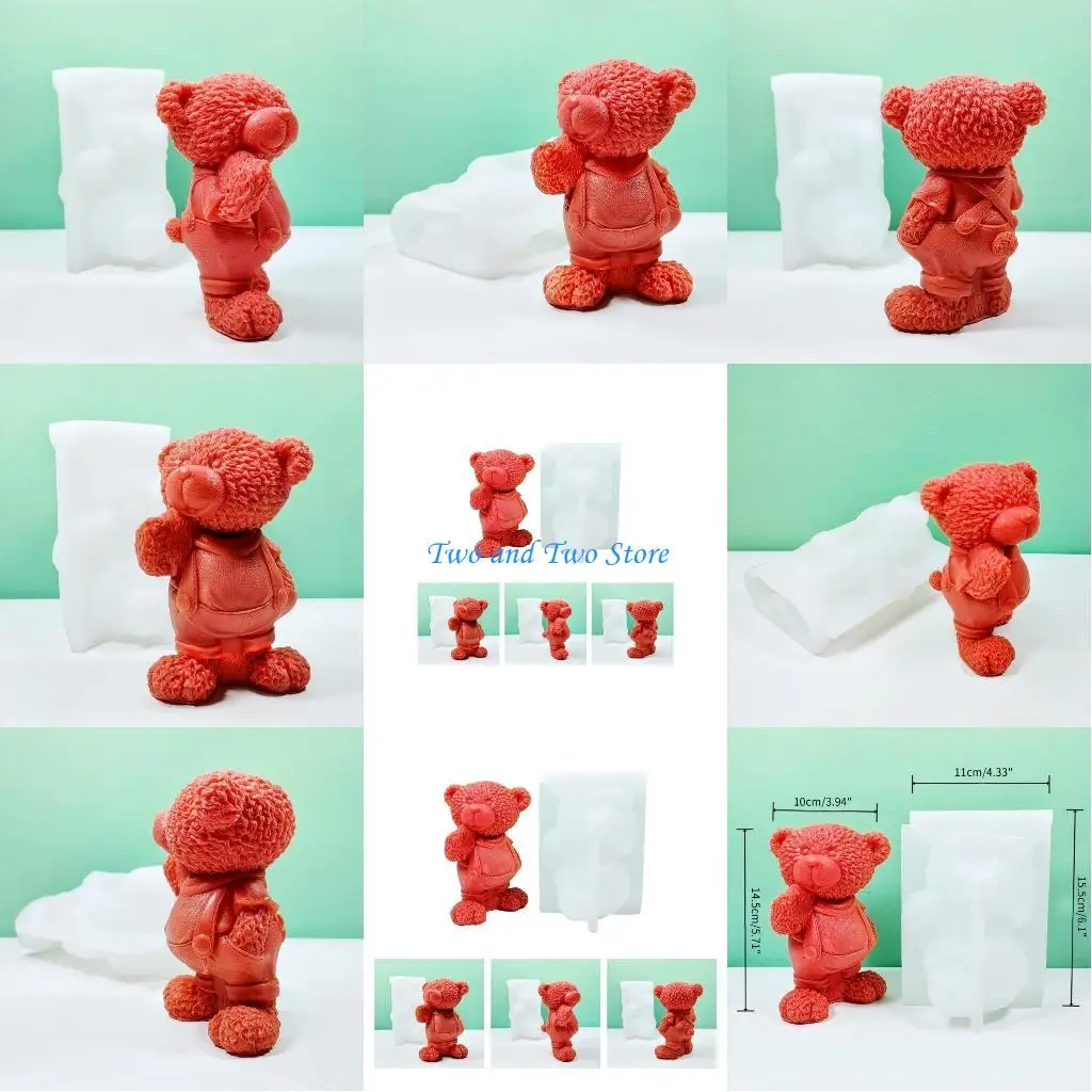 

HX6F Stereo Standing Little Bear Soap Mould DIY Epoxy Gypsum Ornaments Handmade Molds