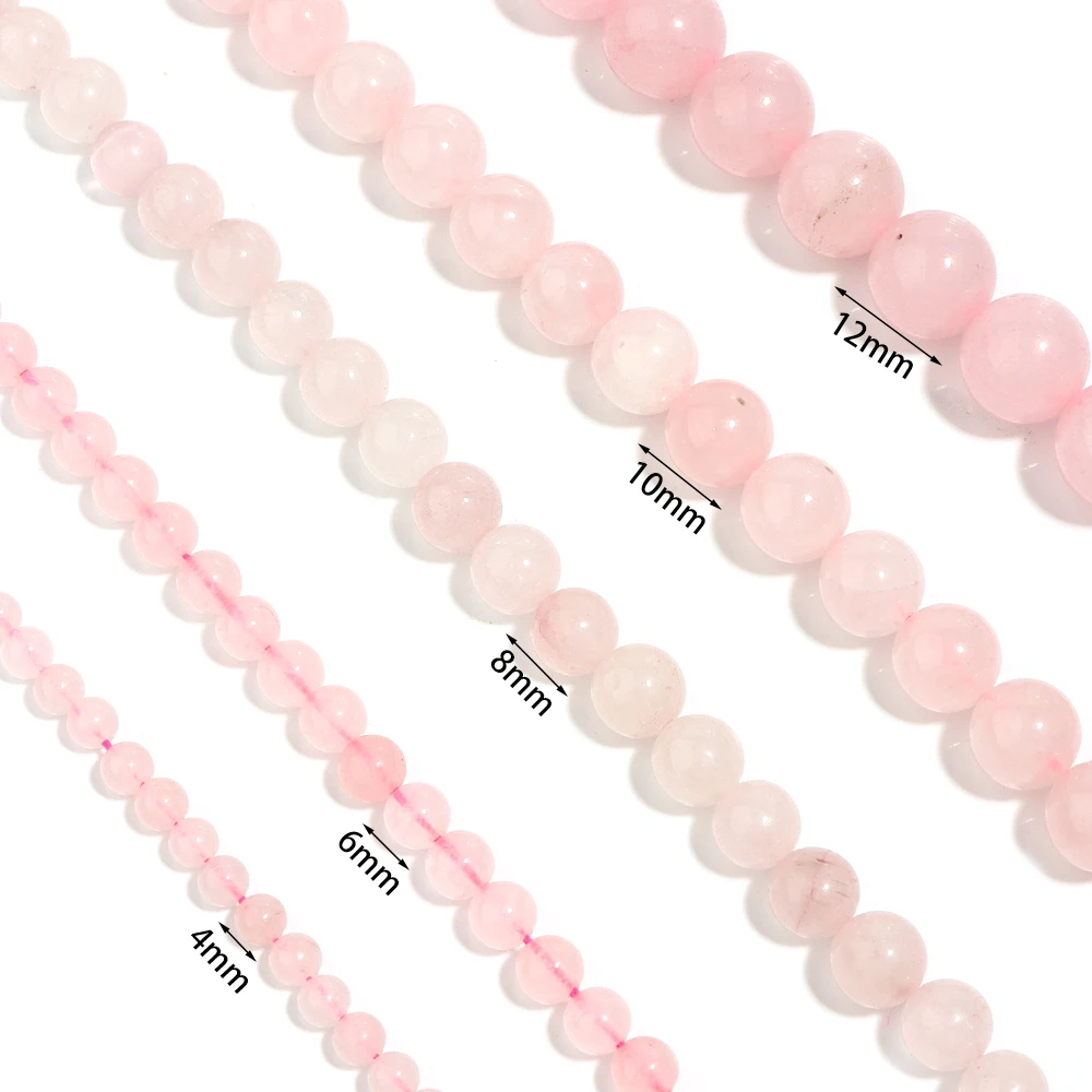 1 Strand 4/6/8/10/12mm Pink Rose Quartz Beads Natural Stone Beads Round Loose Spacer Bead For DIY Clothing Handmade Accessories