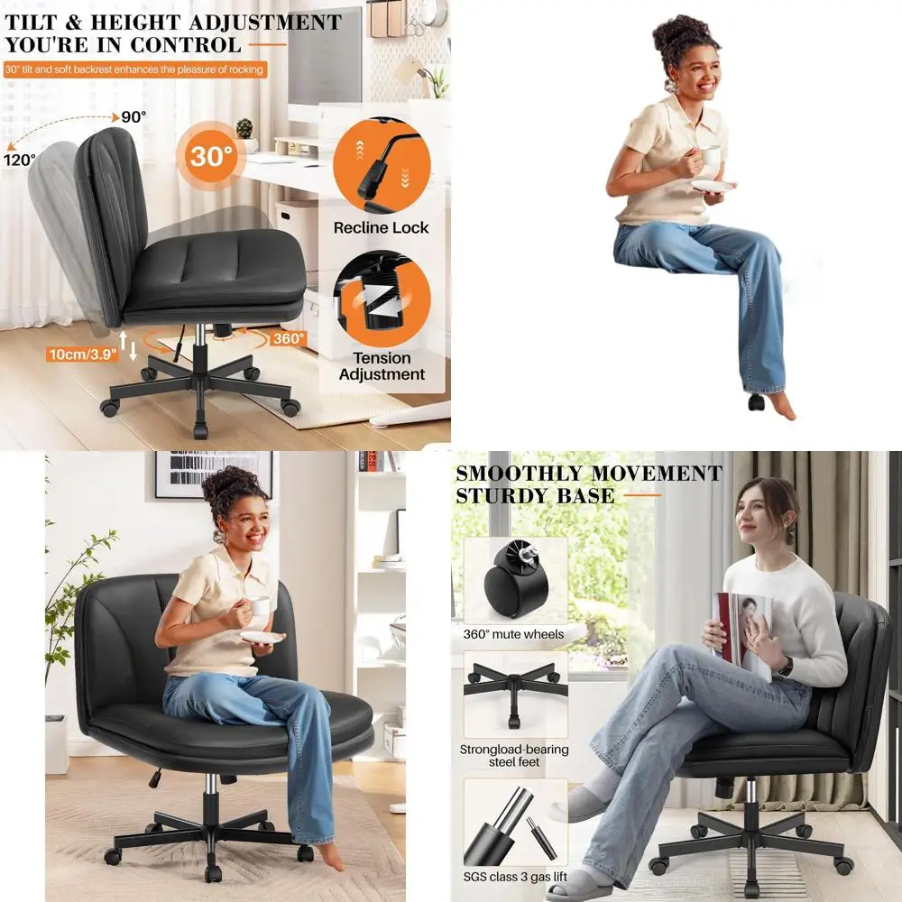 Black Swivel Desk Chair with Velvet Seat and Back, Suitable for Home or Office