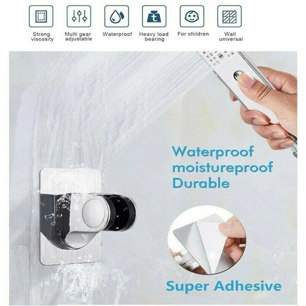 Adjustable Shower Head Holder Self Adhesive Wall Shower Holder Holder Without Drilling Accessories For Bathroom Shower Y1F3