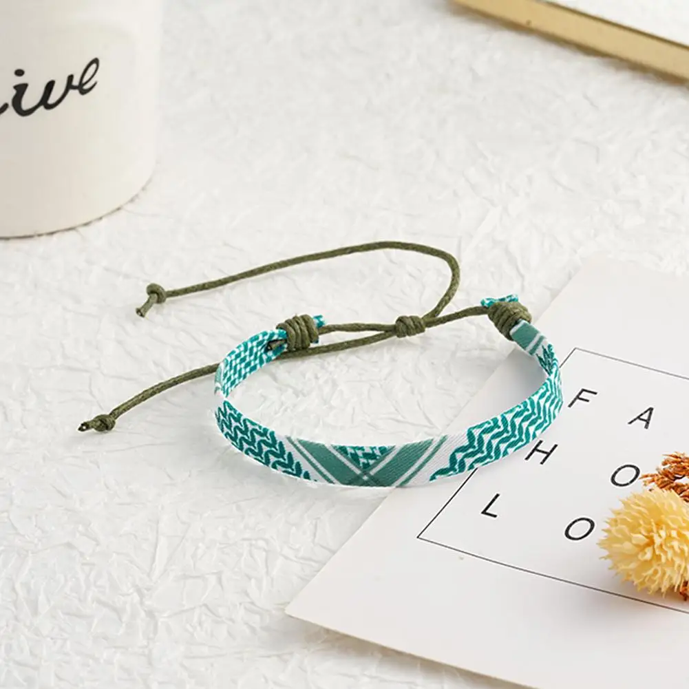 

Пара для женщин и мужчин ручной работы этническая волна в горошек цветные браслеты модные летние украшения арабский шарф стиль тканый браслет