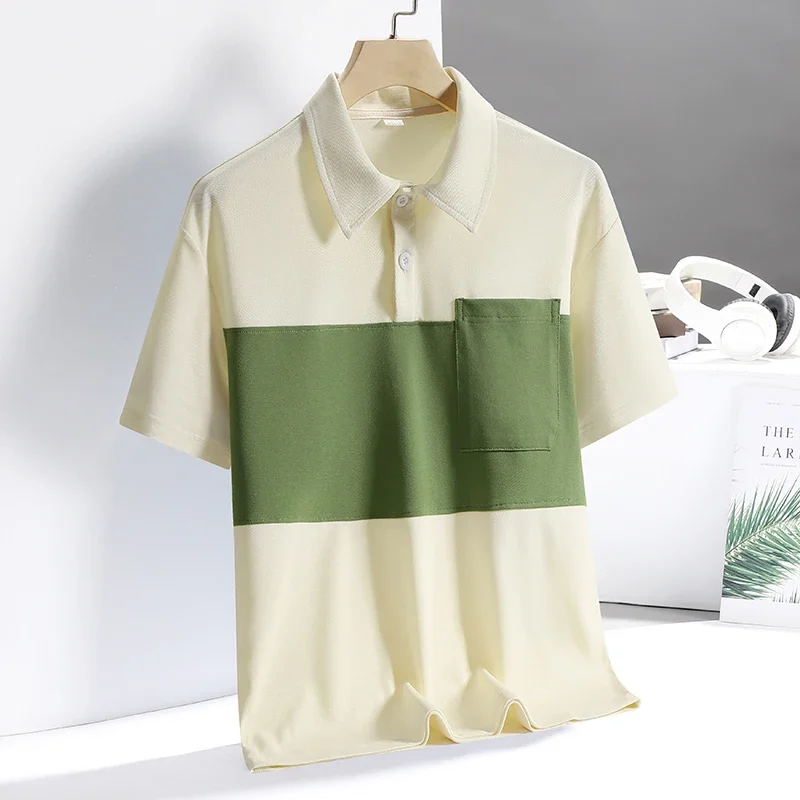 

LIBIELIY New Summer Polo Shirt For Men's Short-sleeved T-shirt For Summer Ice Silk Quick-drying Thin Lapel Half-sleeved Casual W