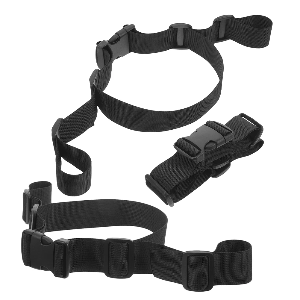 

3pcs Baby Seat Harness Belt Adjustable Length Black Polyester Safety Dining Chair Straps Security High Chair Replacement