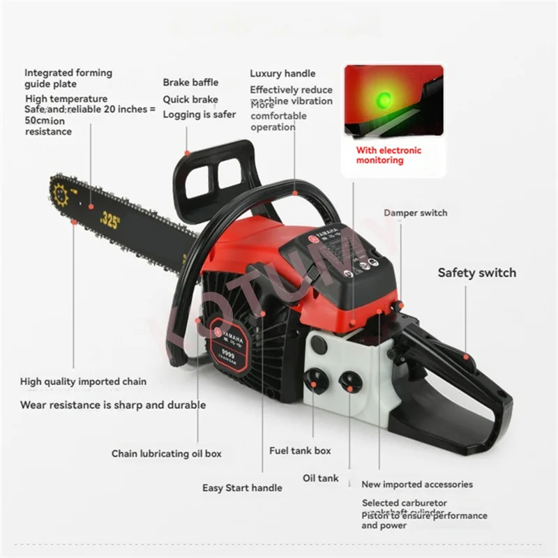 High-Power Chainsaw Household 4-stroke Petrol Saw Handheld Powerful Felling Saw Tree Chainsaw Logging Saw