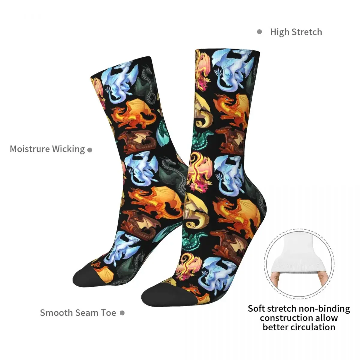 Wings Of Fire - Jade Winglet Dragonets Moonwatcher Socks Harajuku Sweat Absorbing Stockings All Season Long Socks Accessories