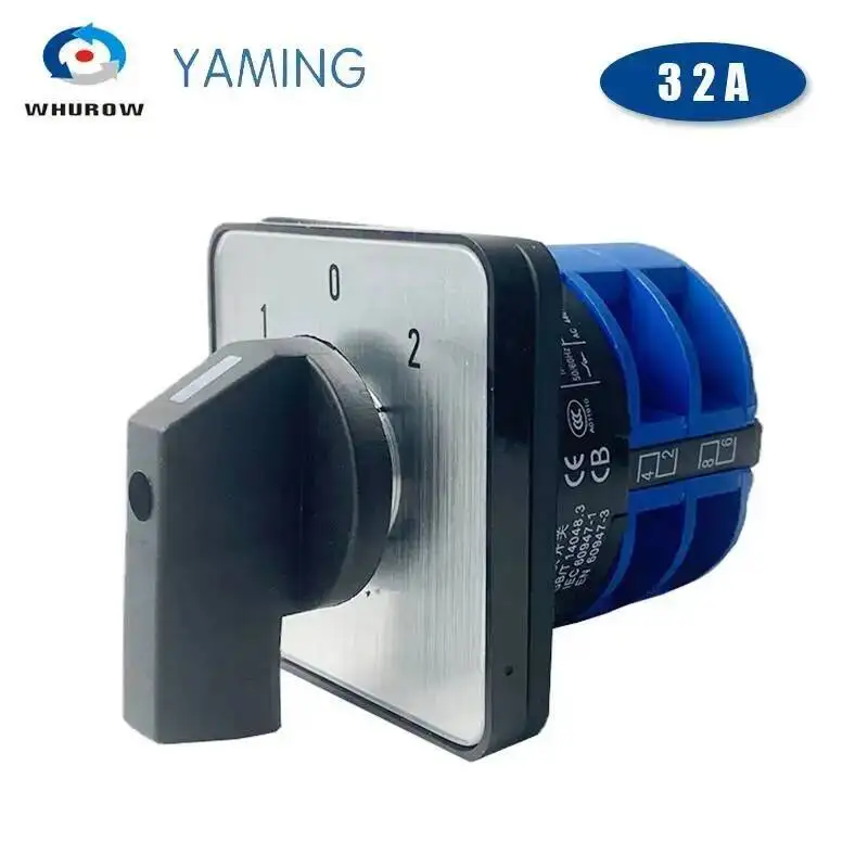 

32A Three Position 2 Poles 8 Screws Cam Rotary Switch Manual Transfer Changeover Universal Selector LW26 YMW26-32/2