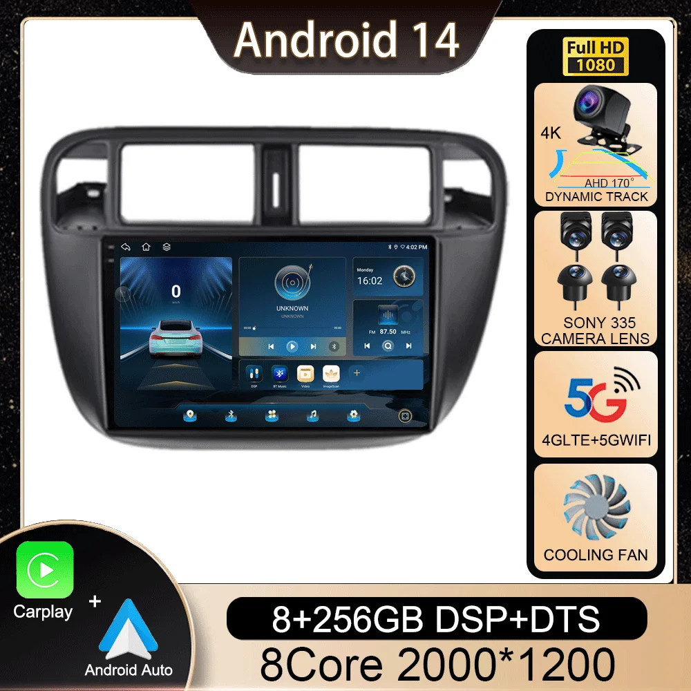 

Android 14 Auto Autoradio WIFI+4G For Honda Civic 1996 - 2001 Car Radio Multimedia Video Player GPS Navigation Stereo 360 Camera