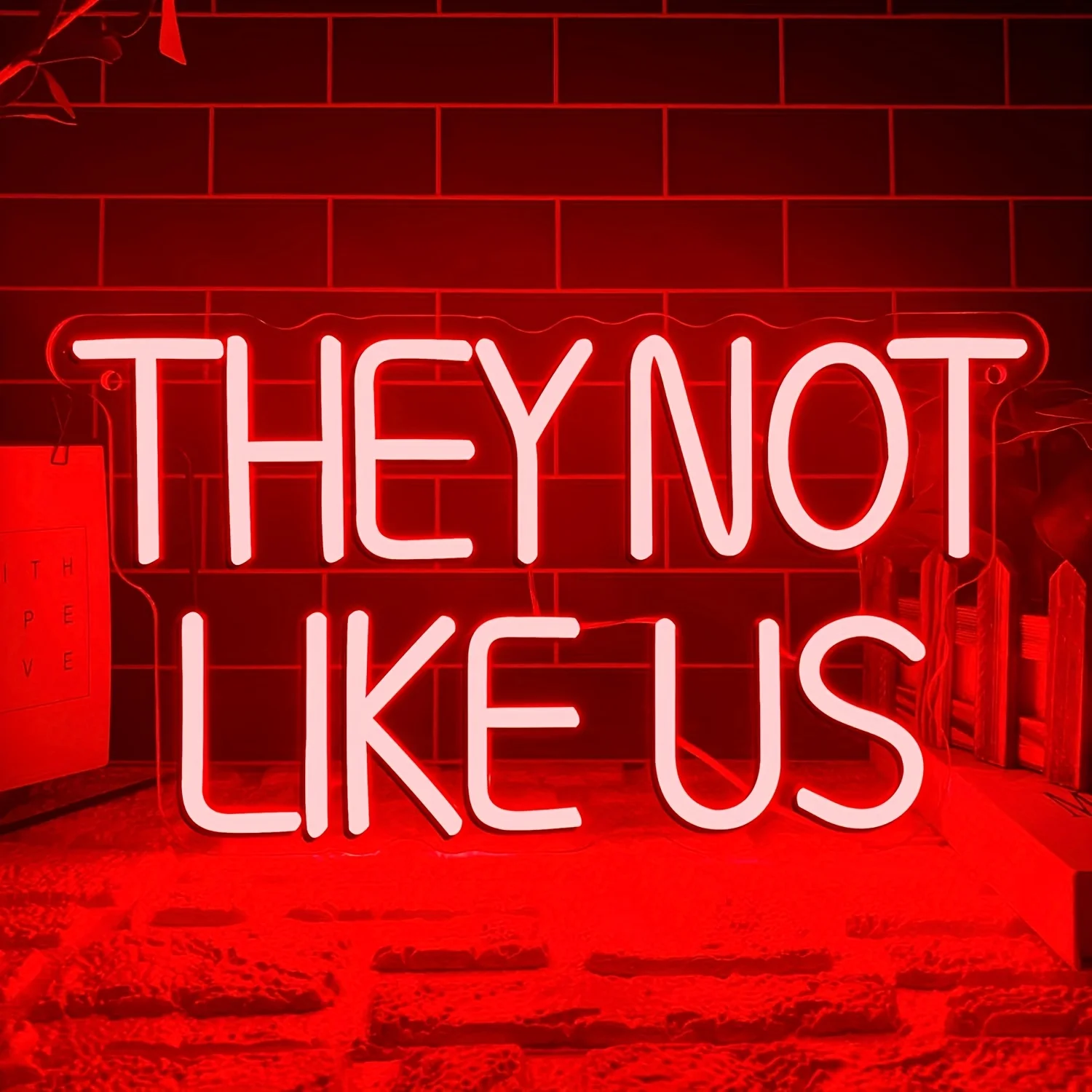 

Неоновая вывеска "They Not Like Us", светодиодный настенный светильник с регулировкой яркости, пластик, управление выключателем, День святого Валентина, новоселье, дни рождения, Пасха