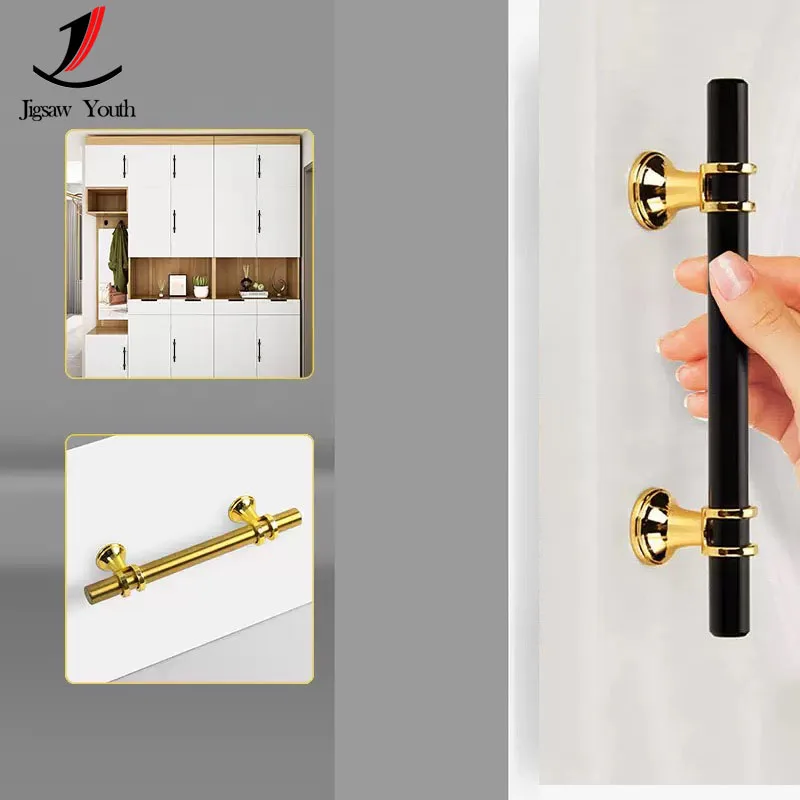Stainless Steel Black Gold Door Handle Wardrobe Kitchen Cabinet Drawer Solid Handle Furniture Handle European Modern Hardware