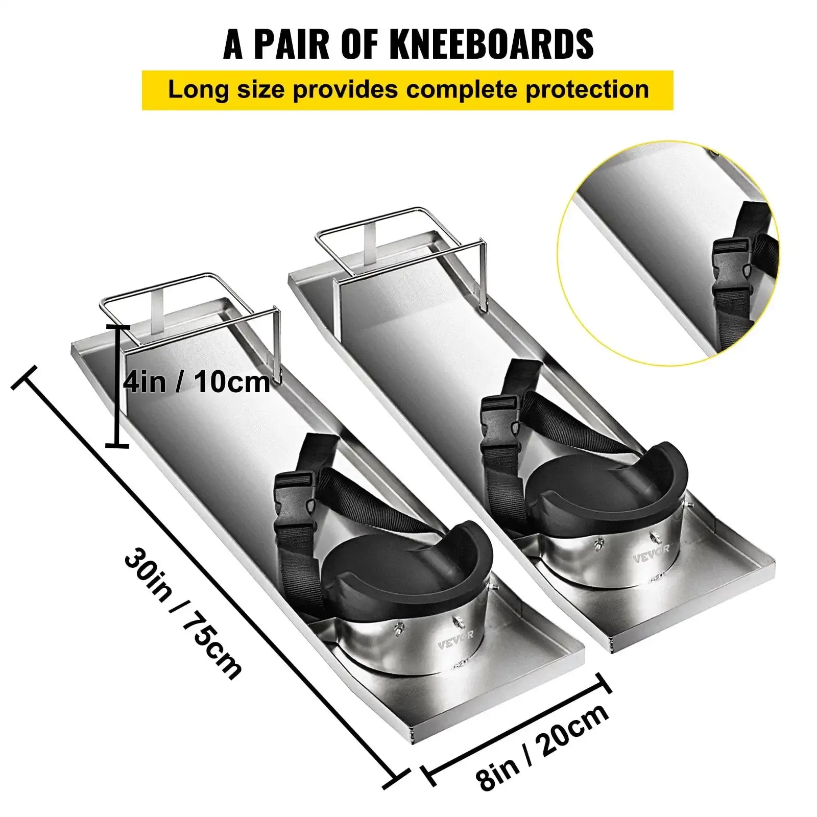 30''x 8''Concrete Knee Boards Slider Knee Boards Kneeler Board Stainless Steel Kneedboards Concrete Sliders Pair Moving Sliders