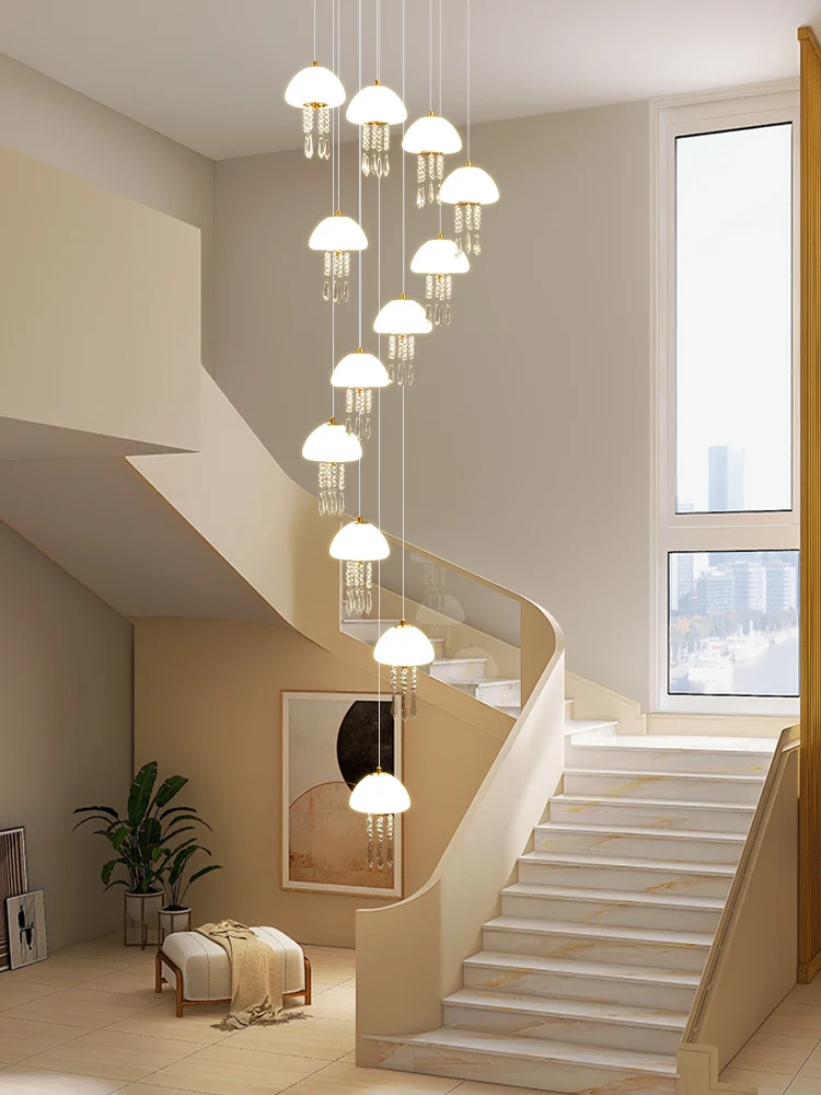 

Jellyfish Decoration Hanging Lamp Staircase Chandelier Villa Modern LED Pendant Light Children Room Warm Fun Jellyfish Droplight